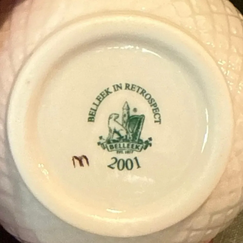 Belleek Mini Vase • Thistle Motif • 2001 • Gold “m” • 2.75”